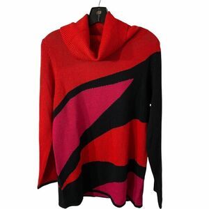 Colette Mordo for Sadimara Wool Blend Color-block Cowl Neck Sweater Size MED